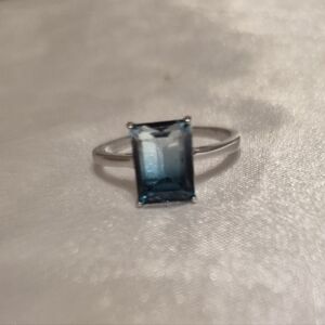 Sterling Silver BiColor Blue Quartz Ring